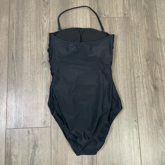 J Crew Strapless One Piece Ruched Bathing Swimsuit US Women's S New - Picture 2 of 5